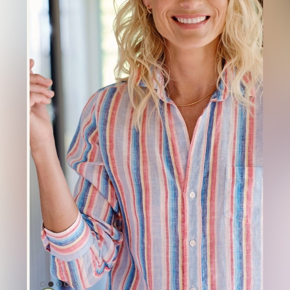 Frank & Eileen Multicolor Linen Striped Barry Shirt - XS - Picture 7 of 12